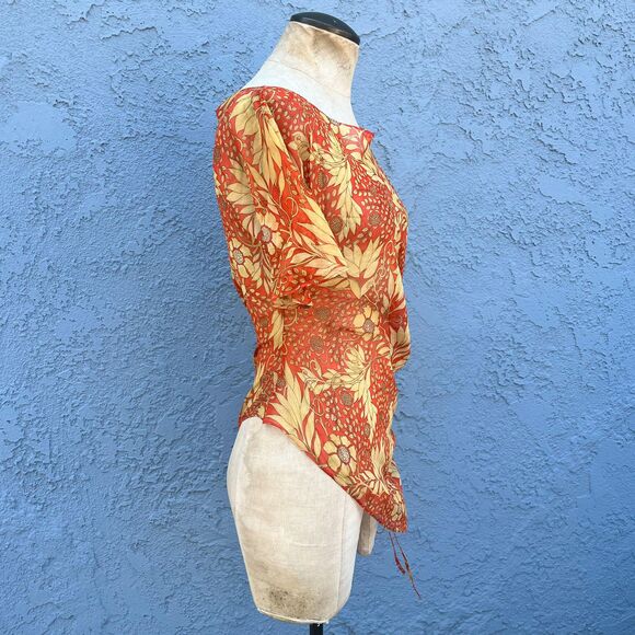 Y2k Asymmetric Blouse Ruched Side Size Small - Picture 6 of 9